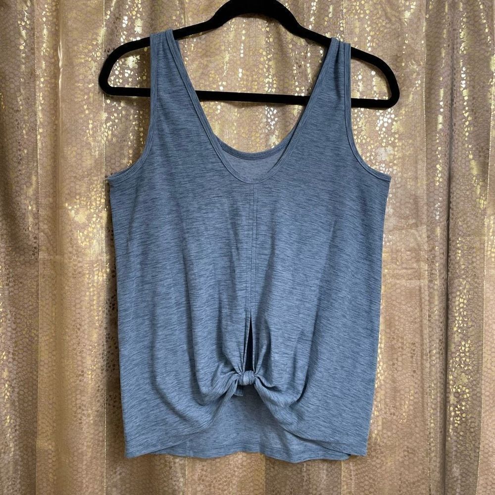 Old Navy Active Blue marled Breath On Knotted‎ Back Tank Top, Small - Picture 2 of 6